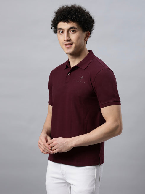 Classic Comfort: Men's 100% Cotton Polo T-shirt Maroon